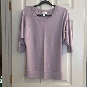 LOFT Purple Crew Neck Sweater with Three-Quarter Sleeves